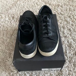 Black distressed leather Vince sneakers